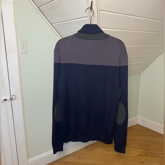 TED BAKER merino wool lightweight gray purple turtleneck sweater size 3 - Picture 8 of 15